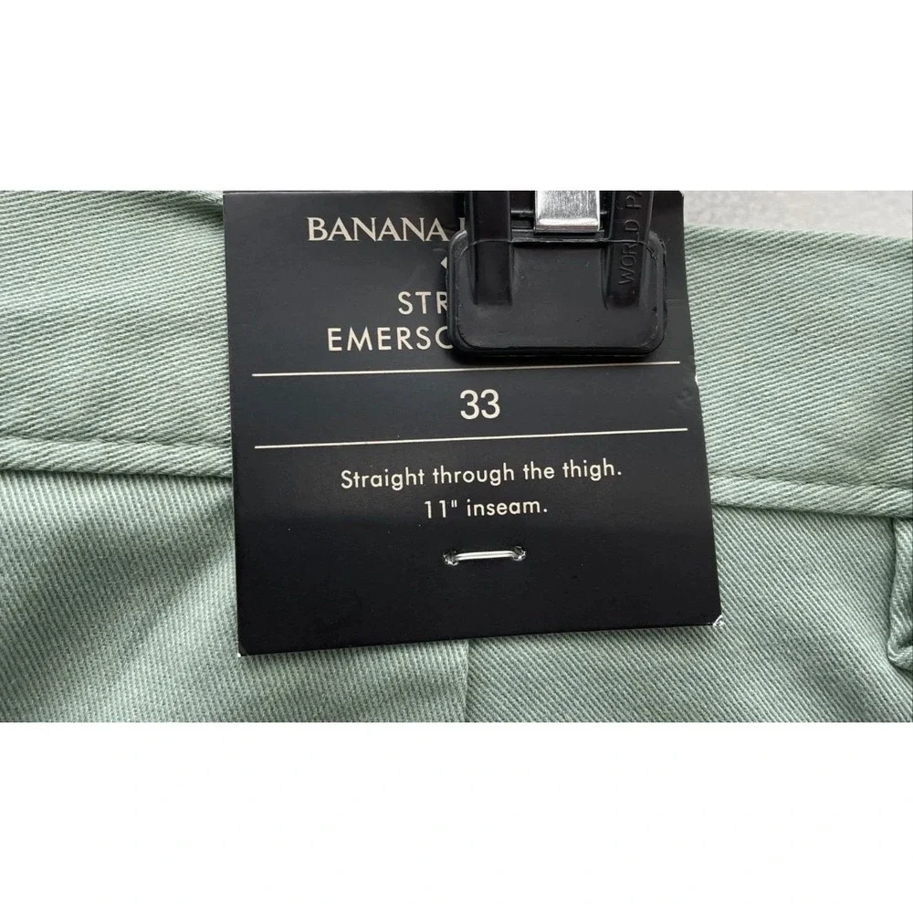 Banana Republic Emerson Straight Fit Chino Shorts Sage Green Mens 33 11in Inseam